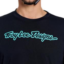 Тениска за колоездене с дълъг ръкав Troy Lee Designs Skyline Ride Signature Black / Real Teal